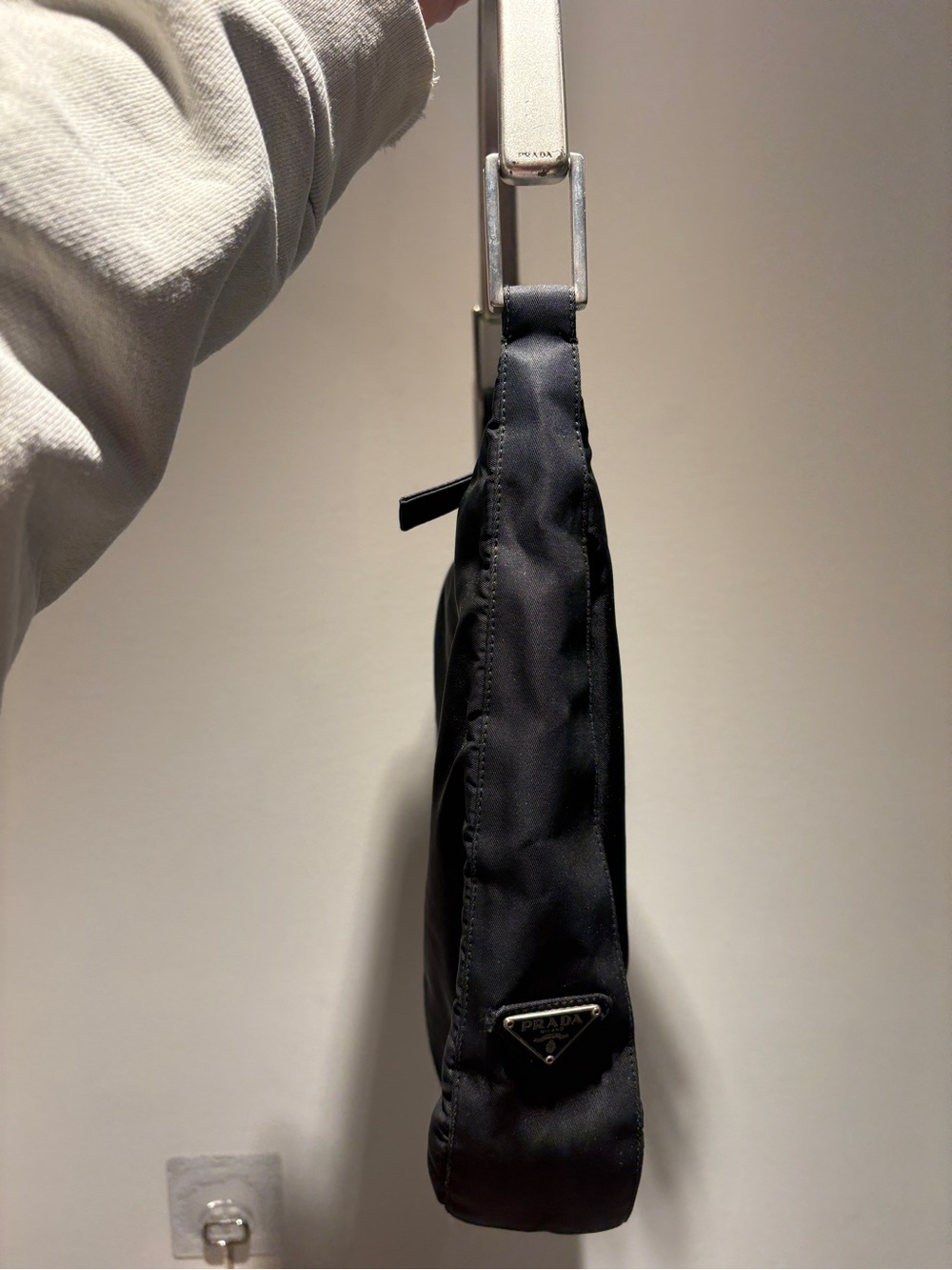 Prada Black Nylon Messenger Bag with Silver Hardware